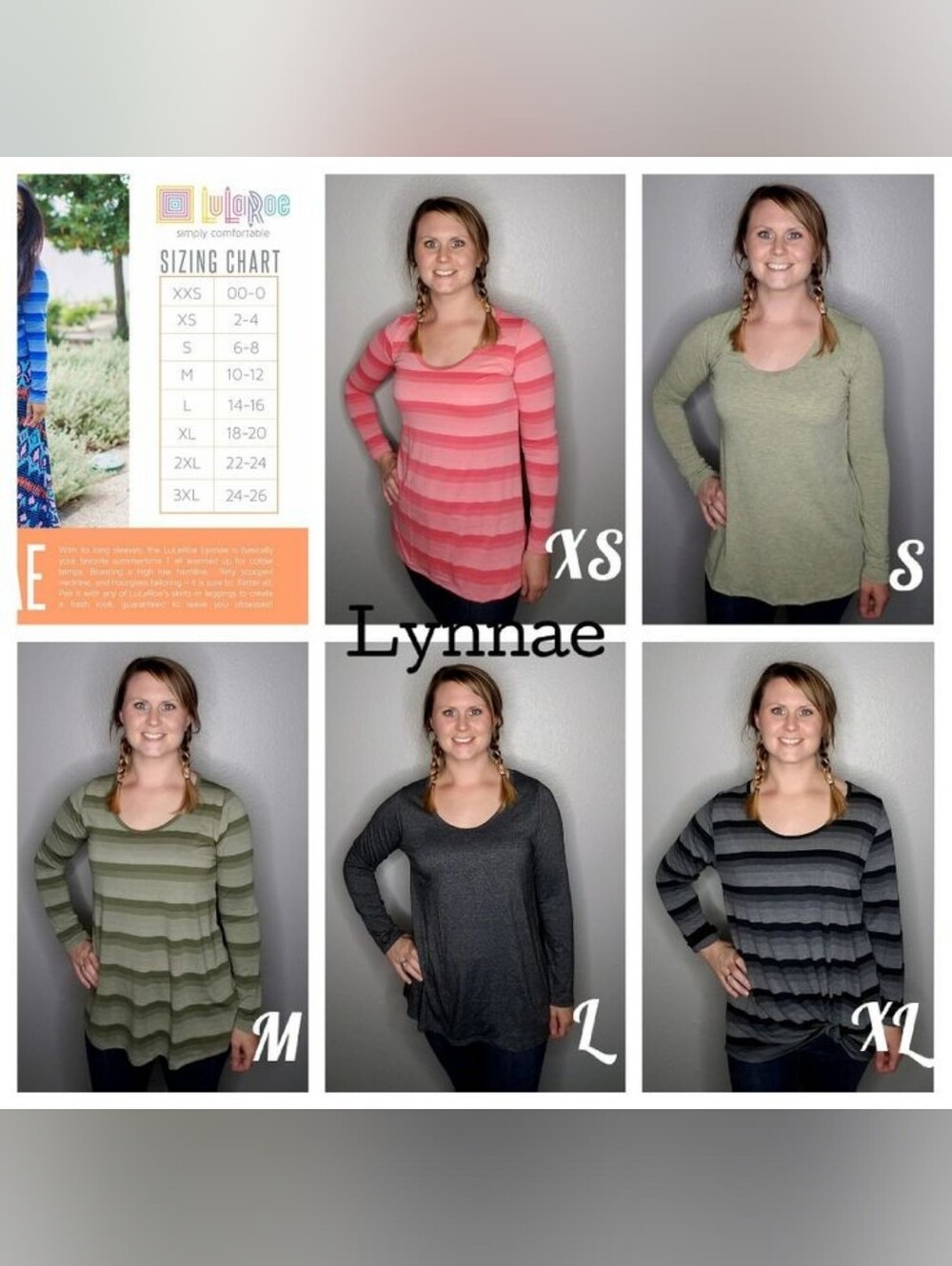 NWT Lularoe S Lynnae Orange Coral Peach Ombre Striped Tunic Top - Picture 11 of 14